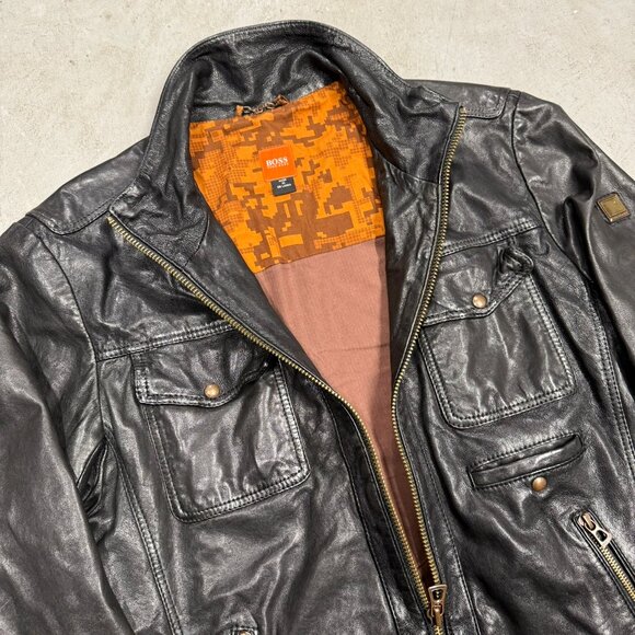 Hugo Boss Lamb Leather Jacket Motorcycle GR-Joetze Black Small - Picture 7 of 16